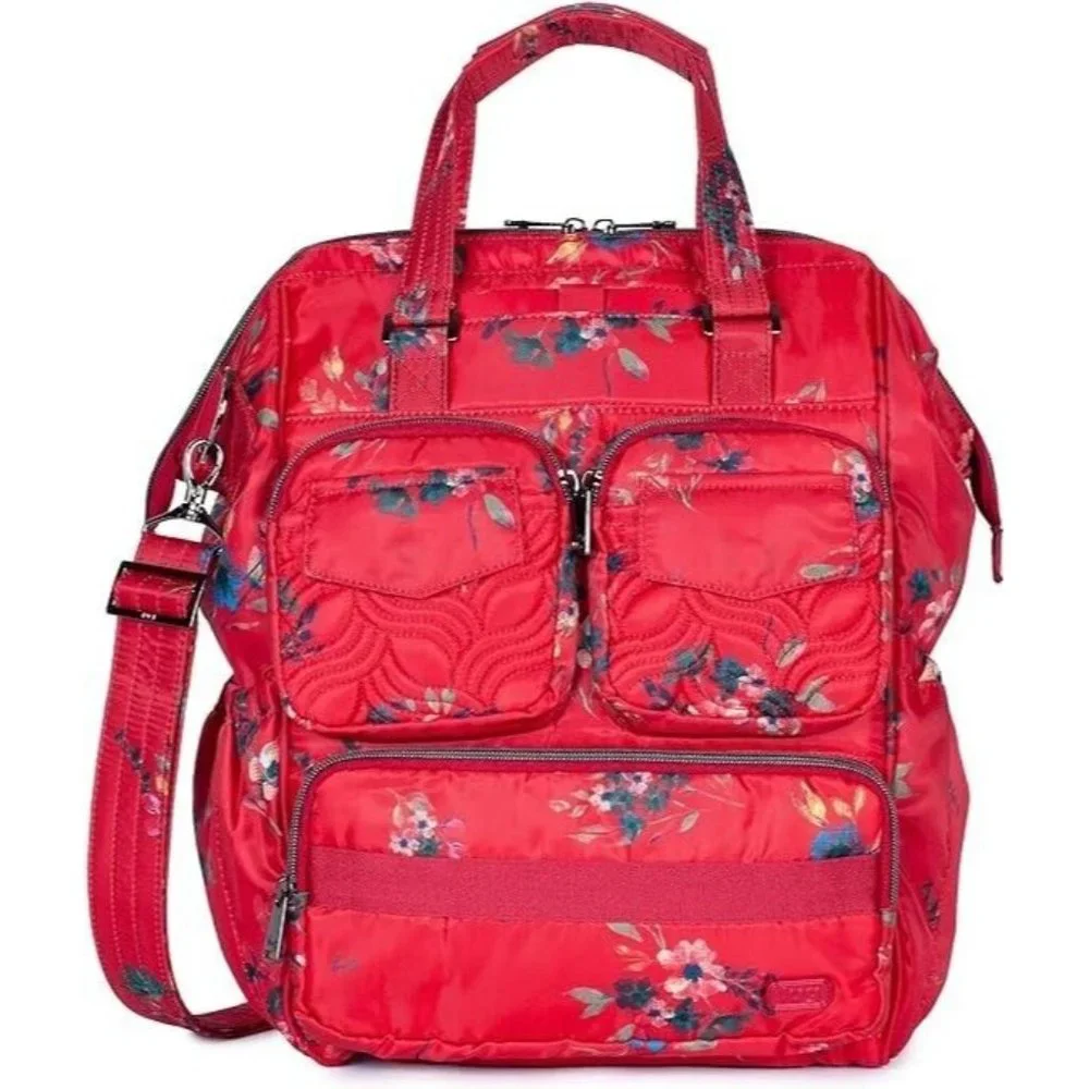 Lug Via Convertible Tote Backpack Travel Bouquet Red Pockets Trolley Sleeve RFID - Picture 1 of 14
